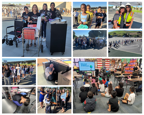 Photo collage of CVUSD students and staff during Great Shake Out
